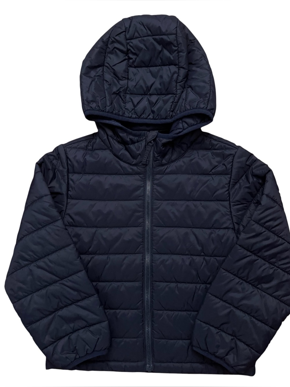 J.Crew Lightweight Packable Puffer Jacket Boys Size 6-7 Full-Zip Hooded Blue